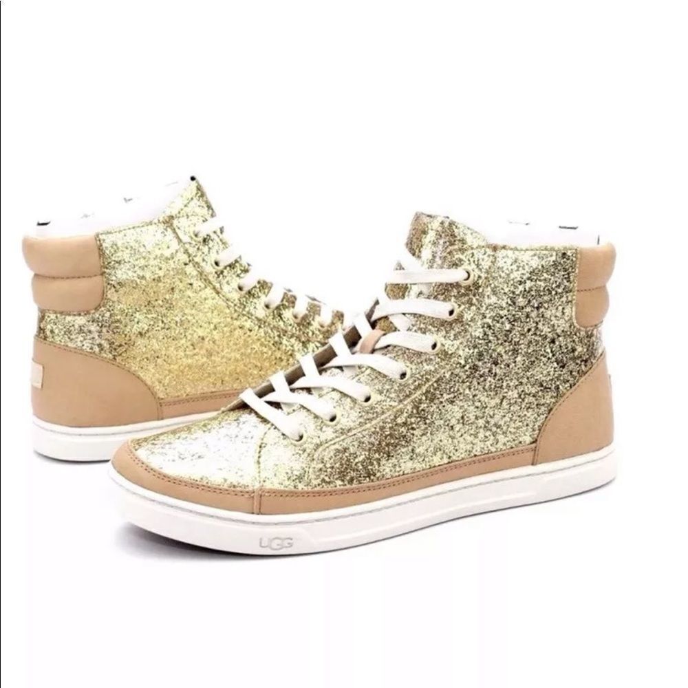 UGG GRADIE GLITTER GOLD FASHION HIGH TOP SNEAKERS